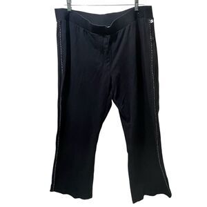 VTG Venezia Sport Lane Bryant Blk Pants 22/24 Rhinestone Tuxedo Stripe Y2K Glam